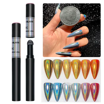 

Neon Aurora Powder Air Cushion Pen Transparent Nail Art Glitter Chrome Mirror Powders Nail Pen Holographic Manicure Accessories