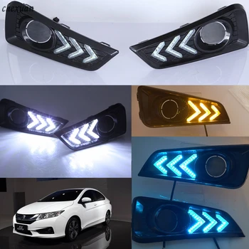 

CSCSNL 1 set DRL Daytime Running Light with turnning signal lamp Relay Daylight For Honda City 2015 2016 LED Accessories