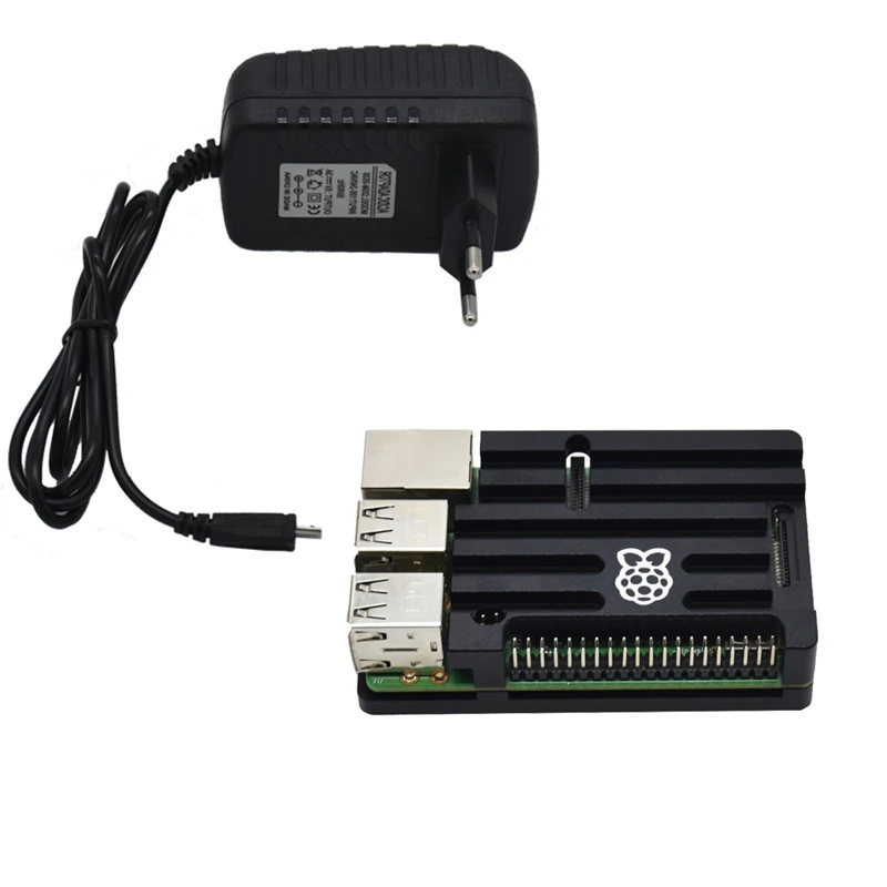 3 в 1 Raspberry Pi 3 Model B+(Plus)+ ЧПУ Алюминий чехол+ 5V 3A Мощность адаптер с поддержкой Wi-Fi и Bluetooth Декодер каналов кабельного телевидения