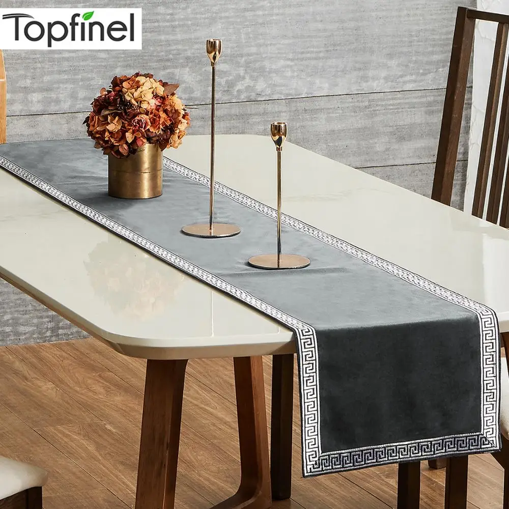  Topfinel Geometric Table Runners Modern Luxury Bed Runner Cloth Rectangle Dining Decoration for Wed
