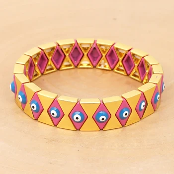 

Shinus Bracelets Men Fashion Jewelry Evil Eye Bracelet Women Enamel Tile Beads Summer Beach Pulseiras Hot sale Armband