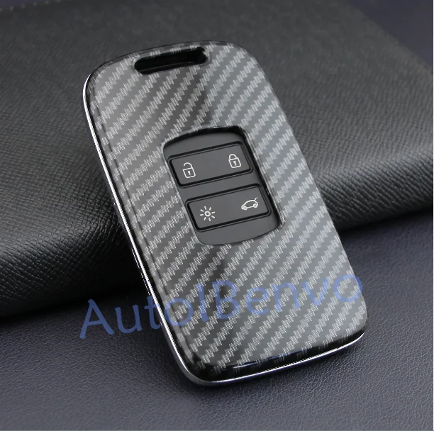 Without Key Chain Автомобильный флип-ключ из углеродного волокна для Renault Koleos Kadjar Megane Espace брелок-Талисман Аксессуары - Название цвета: Without Key Chain