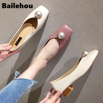 

Bailehou 2019 Summer Autumn Women Low Heel Shoes Fashion Pearl Flats Shoes for Women Slip On Casual Loafers Female Ballerinas