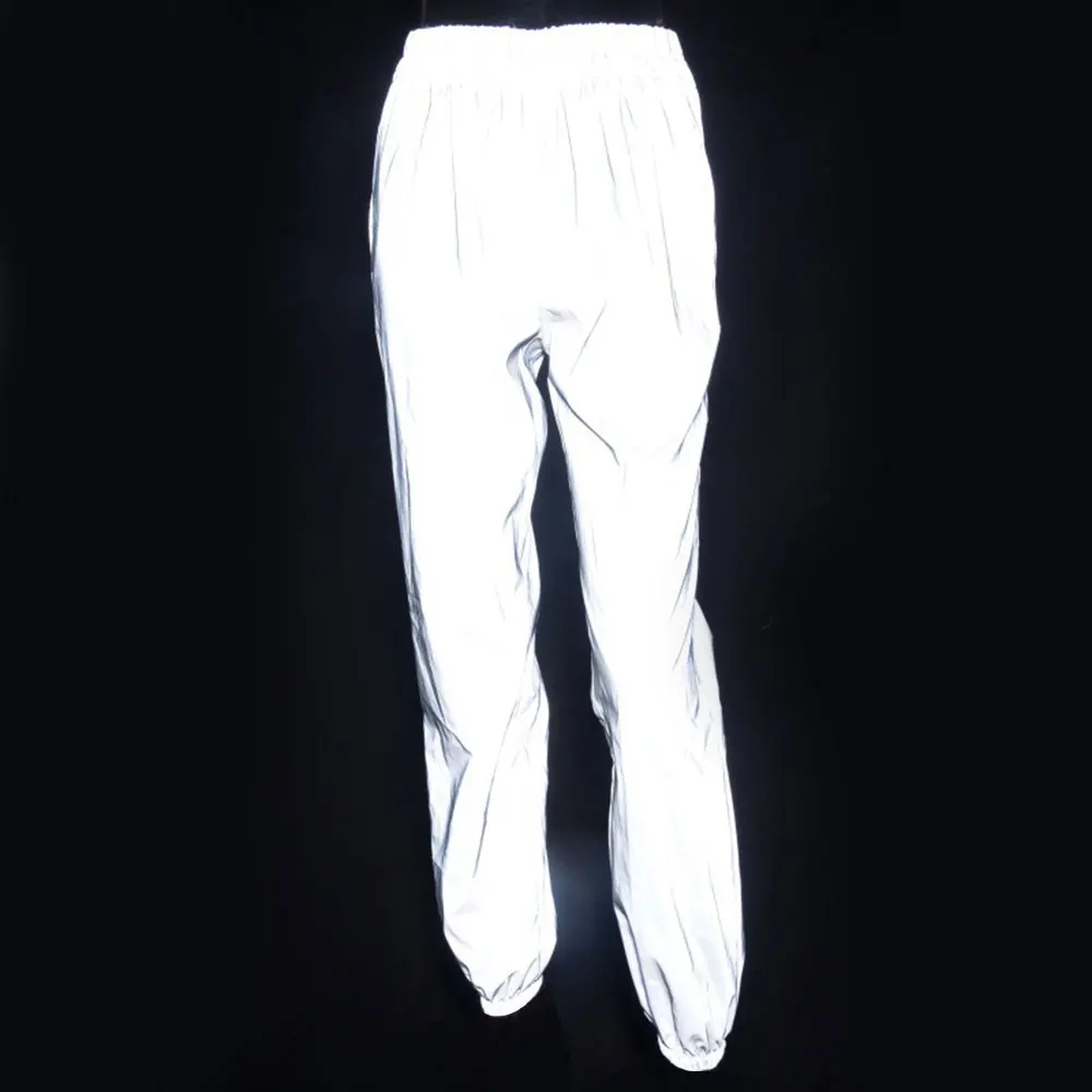 Повседневные длинные эластичные вечерние штаны для бега, светящиеся штаны, штаны для скалолазания с высокой талией, спортивные штаны, уличная одежда, ночная Светоотражающая Мода