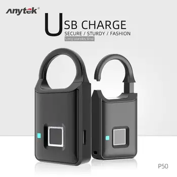

Hot Sale Fingerprint Lock Multi-function Anytek P50 Smart Keyless Fingerprint Lock USB Rechargeable Security Padlock
