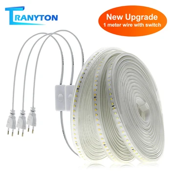 

220V 110V LED Strip 2835 High Safety High Brightness Indoor Outdoor Safety Waterproof lamp with EU/US Plug 120LEDs lights