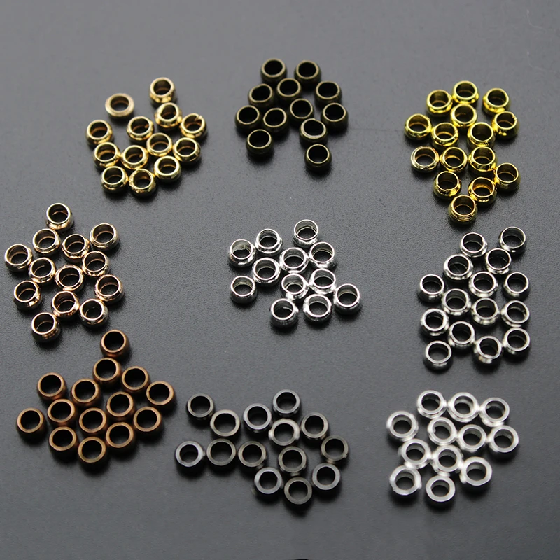 300pcs Dia 1.5 2 3 4 mm Gold Silver Copper Ball Crimp End Beads Stopper Spacer Beads For Diy Jewelry Making Findings Supplies