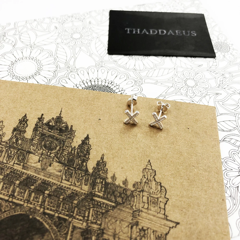 Cross Pave Small Stud Earrings,Thomas Style Fashion Good Jewerly For Women Men, Ts Gift In 925 Sterling Silver,Super Deals