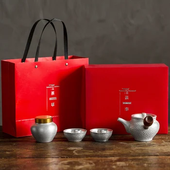 

TANGPIN 999 silver and ceramic teapots teacups a tea set chinese kung fu tea set with gifts box