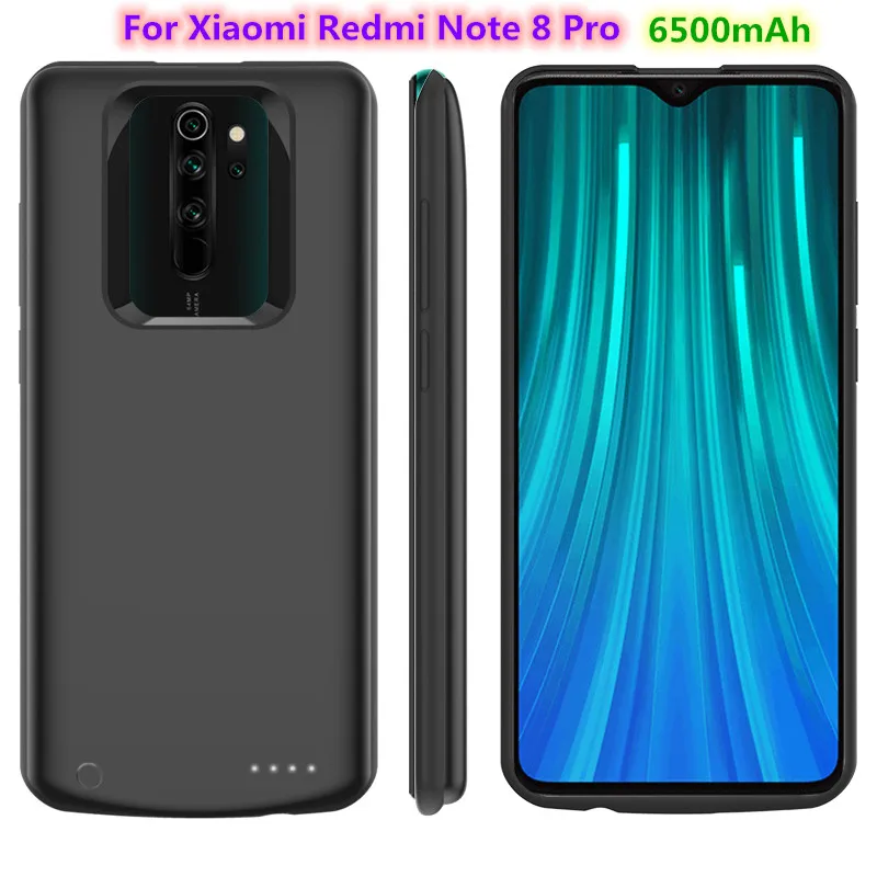 

External Battery Power Case 6500mAh Extended Phone Battery Power Case For Xiaomi Redmi Note 8 Pro Backup Power Charger Cover