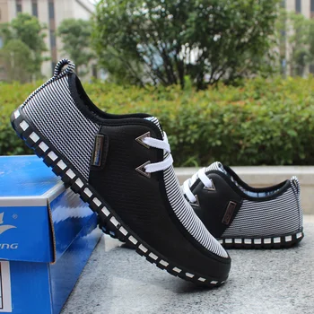 

QWEDF New Fashion Canvas Men Shoes Brand Men's Flats Breathable Lace-up Business Shoes High Quality Plus Big Size 39-46 DP-134