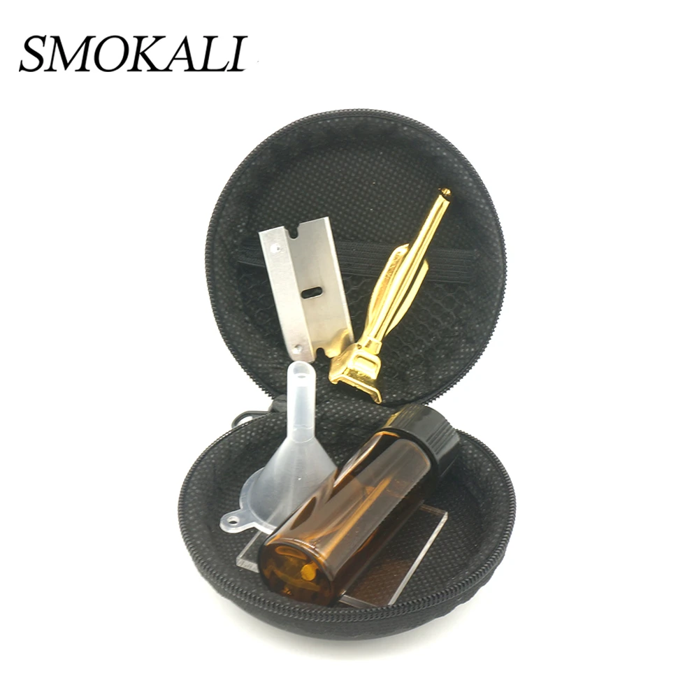 1Pcs Smoke Snuff Set With Metal Snuff Tube Sniffer Glass Pill Bottle