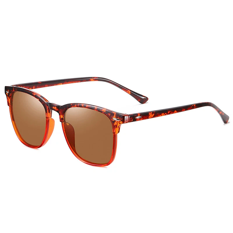 TOYEARN, классические, винтажные, поляризационные, квадратные солнцезащитные очки для мужчин, модные, брендовые, дизайнерские, зеркальные линзы, для вождения, солнцезащитные очки для мужчин, UV400 - Цвет линз: Leopard Brown