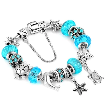 

Ocean Small Animal Fashion Crystal Bracelet Female Pandora Charm Fashion Trend Lady Alloy Beaded Bracelet