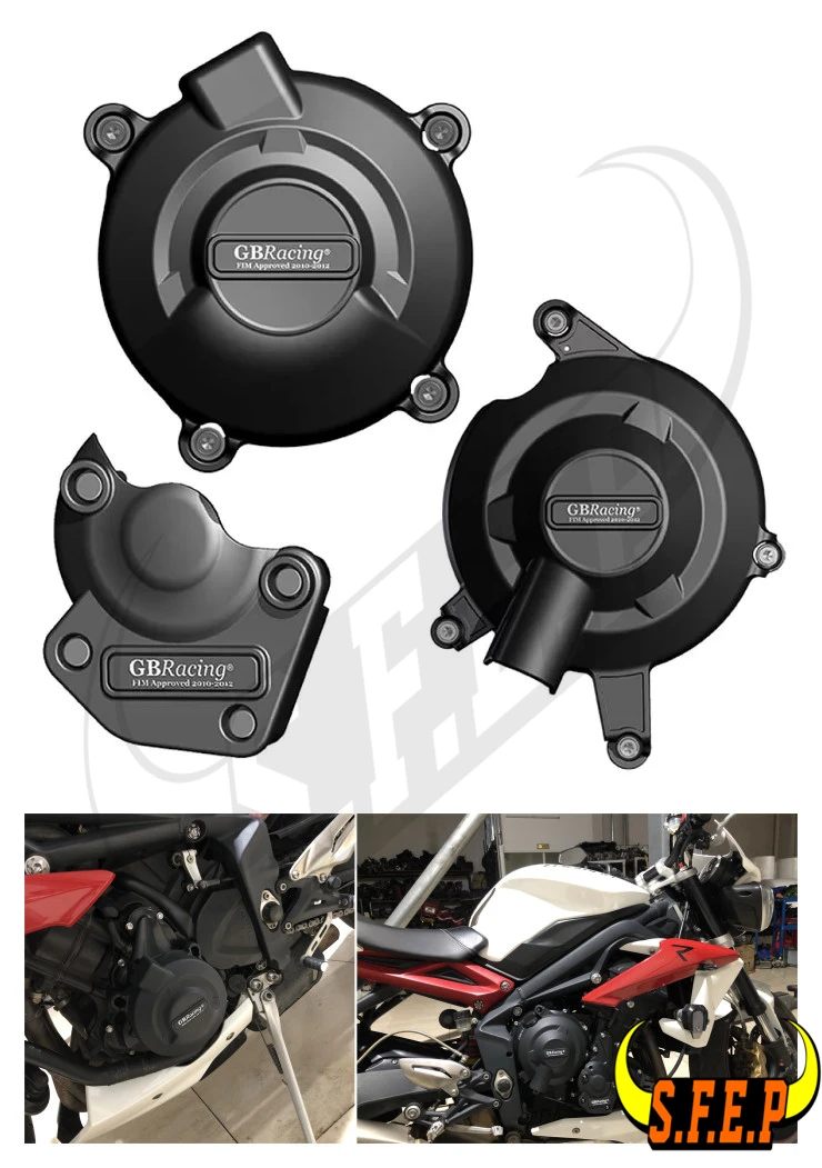 Motorcycle Engine Case Guard Protector Cover GB Racing For Triumph Daytona 675R 2011-2012 & Street Triple 765 R 2011-2016 | Автомобили