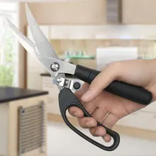 Прямая поставка 3CR13 бытовые кухонные ножницы из нержавеющей стали PP спрей резиновая ручка автоматический отскок сильные куриные кости ножницы