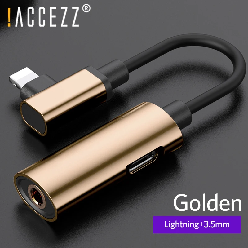 

!ACCEZZ Lighting Phone Aux Adapter For iphone 8 Plus X XR 11 Pro XS Max 3.5mm Jack Earphone Listening Charging 2 in 1 Connector