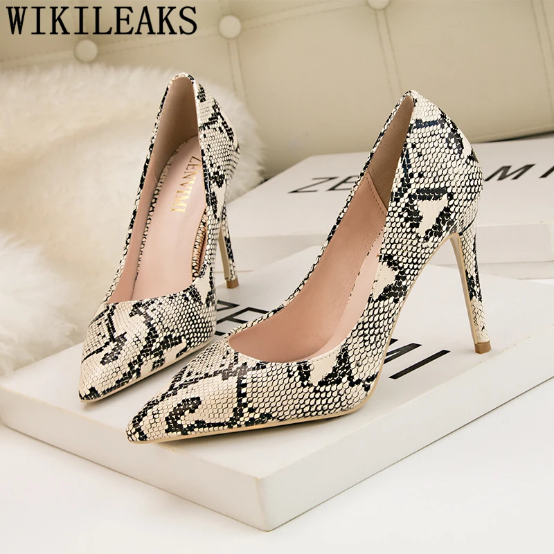 Snake Heels Fashion Sexy High Fetish Elegant Shoes For Woman Pointed Toe Pumps Chaussures Femme Buty Damskie | Обувь