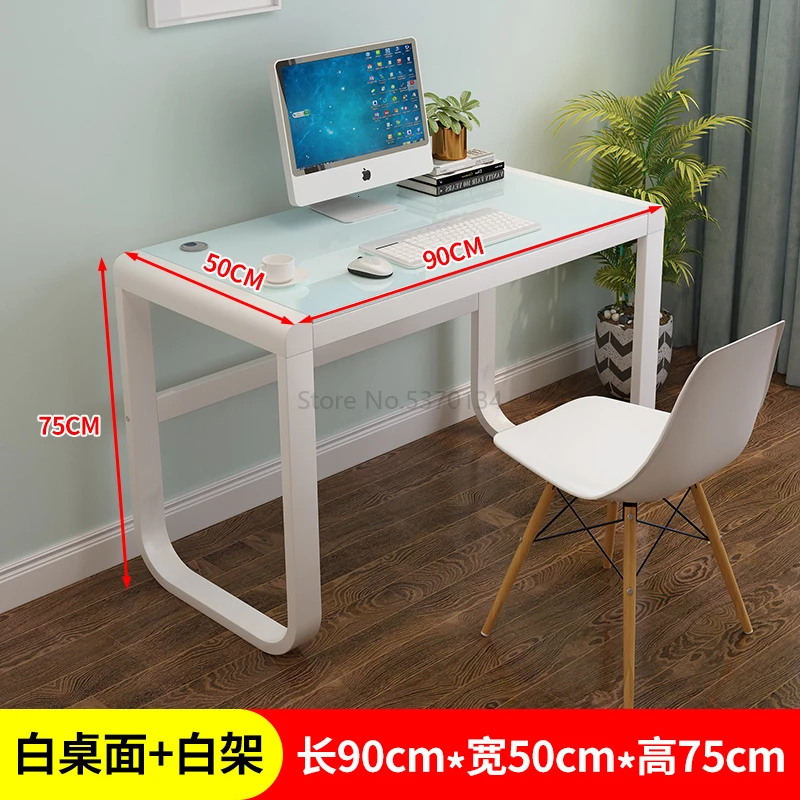 Компьютерный настольный стол, закаленный стеклянный стол, современный минималистичный домашний рабочий стол, экономичный стол - Цвет: Шоколад