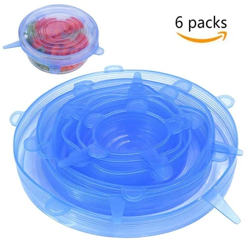 

6Pcs/Set Reusable Silicone Stretch Lids Universal Silicone Food Wrap Bowl Pot Lid Silicone Cover Pan Cooking Kitchen Accessories