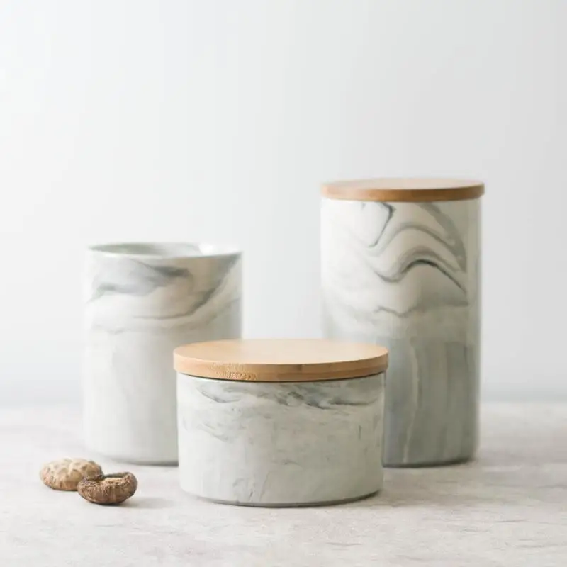 

Marble Grain Ceramics Storage Jar Kitchen Ceramics Seal Pot Cereals Coffee Tea Seasoning Storage Tank With Cover Storage Jar