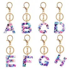 26 цветов, мужская и женская новая цепочка для ключей, полимерный брелок на ключи в форме буквы, брелок для ключей, Автомобильные украшения, декоративная пряжка, ювелирное изделие