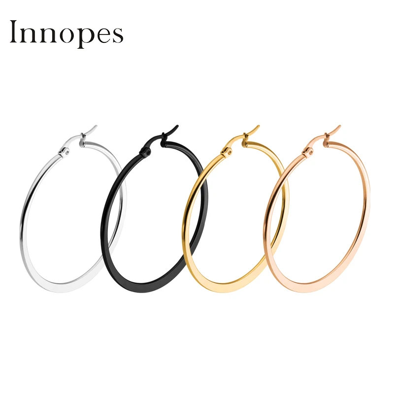 Innopes, модные серьги-кольца из розового золота для женщин, титановые геометрические серьги в форме сердца, корейские серьги с цветами, ювелирные изделия