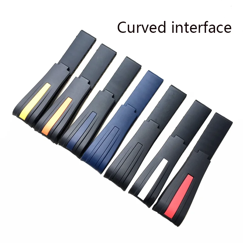 

High-quality Curved End Silicone Watchband Rubber Watch Band For Rolex Green Black Water Ghost New Ghost King Single Red Sea GMT