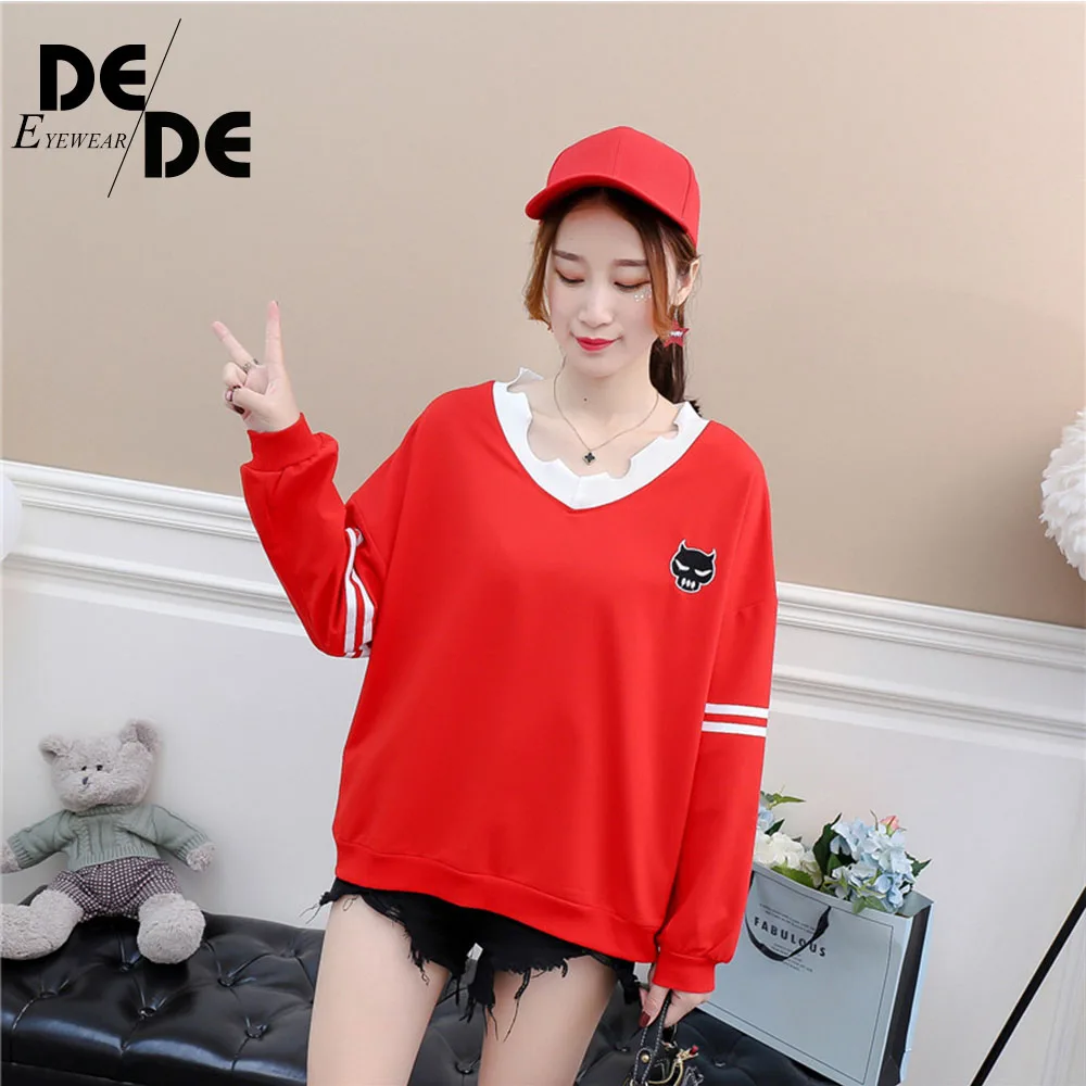

New Women Fashion Long Sleeve Hoodie Sweatshirt Harajuku Jumper Hooded Pullover Tops Casual Loose White Coat .