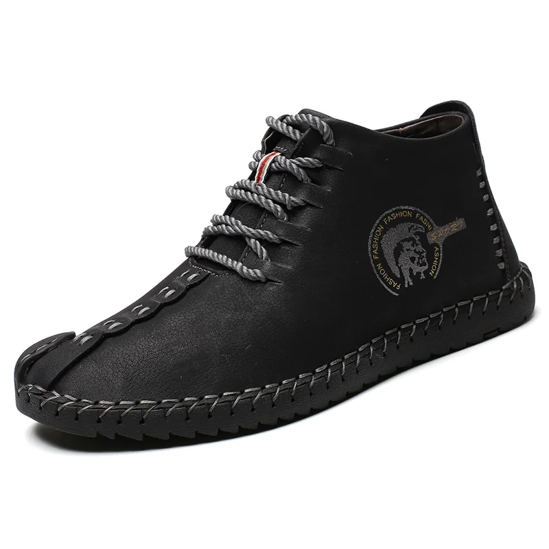 

Winter Warm Men's Leather boots Comfortable Breathable Men's Shoes Lightweight Lace High Shoes Men's Fashion Work Shoes Men