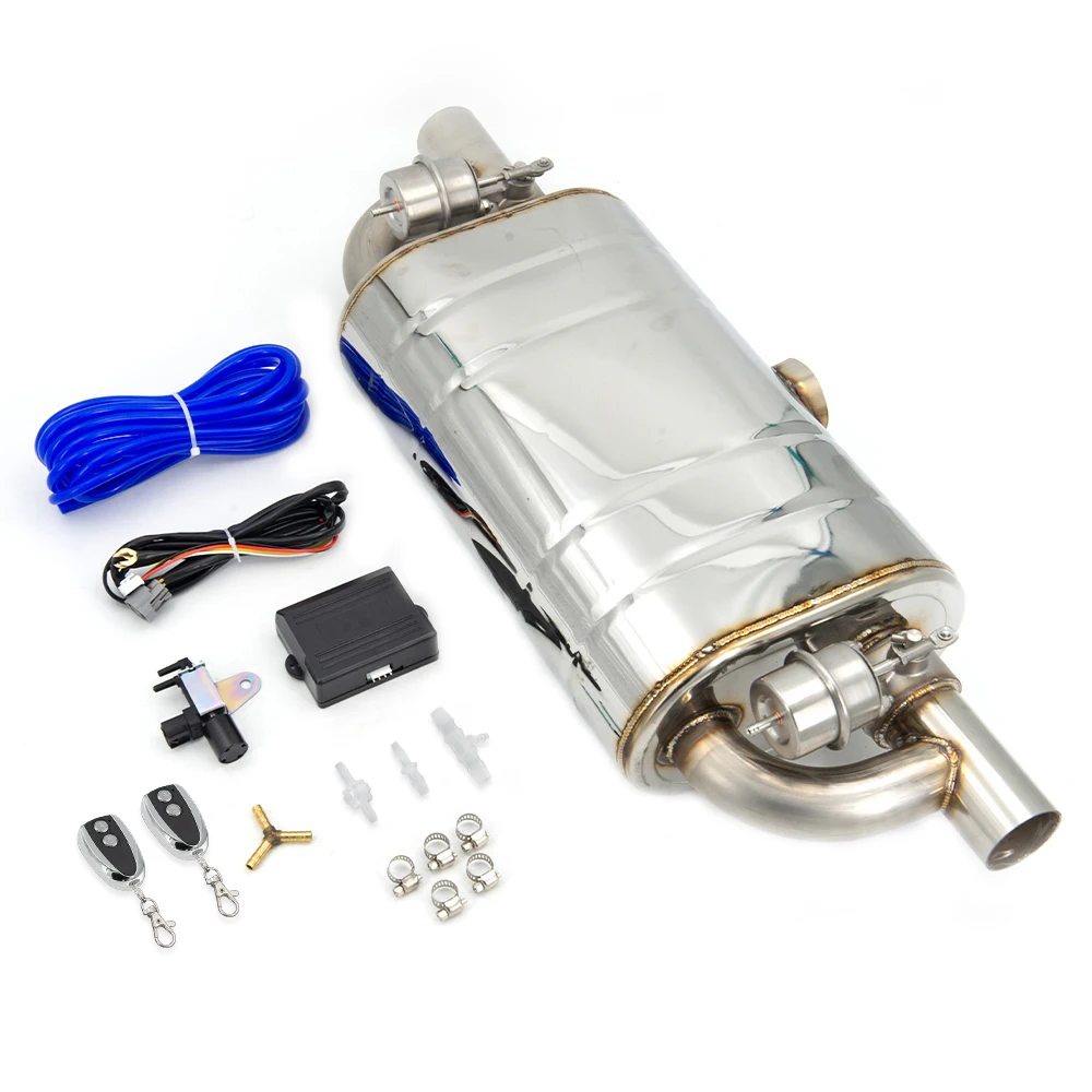 Universal T shape Car exhaust pipe Vacuum pump Variable Valve Mufflers Remote control Stainless steel One Inlet Two Outlet 63MM exhaust muffler tip,exhaust pipe muffler,exhaust trim pipe,exhaust control valve,exhaust pipe valve kit,exhaust pipe valve,car intake muffler