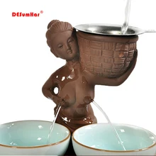 Новые ручные ремесла красивая девочка чай домашнее животное, Китайский Исин фиолетовый глиняный Чай Аксессуары, украшение дома чай для домашних животных церемония играть