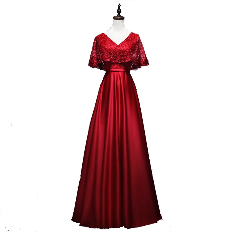 Бургундия вечернее платье элегантный v-образным вырезом с коротким рукавом блестками бисером вечерние длинные вечерние платья suknia wieczorowa