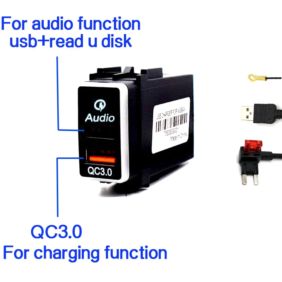 Chelink 12 В Dual USB Автомобильное зарядное устройство QC3.0 светодиодный вольтметр адаптер питания с цифровым дисплеем напряжения для Nissan