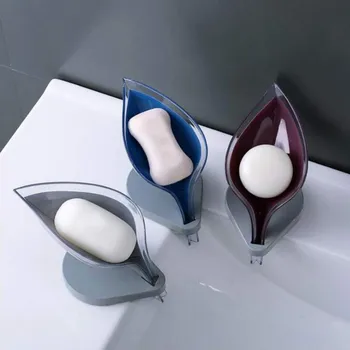 

Leaf Shape Soap Box Sink Sponge Soap Holder Non Slip Drain Soap Box Kitchen Bathroom Plastic Soap Dishes