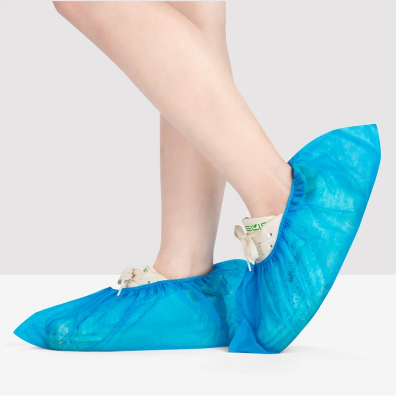 blue disposable shoe covers