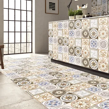 

25Pcs Self Adhesive Tile Art Wall Decal Sticker 3D Retro Pattern Tile Floor Sticker DIY Kitchen Bathroom Decor Vinyl Wall Art