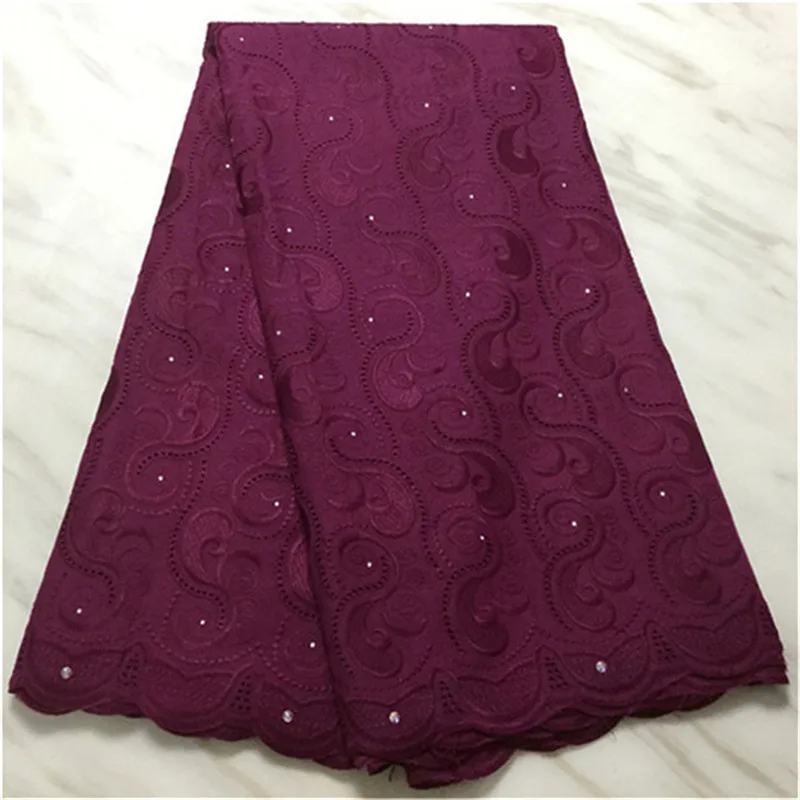 2019 wine Latest African Net Lace Fabric 100% Cotton Punch Embroidery High Quality Swiss voile Fabrics For Dress 5Yards | Дом и сад