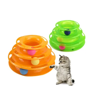 

Pet Toy Cat Turntable Three-layer Track Puzzle Whirling Turntable Play Game Cat Toys Interactive Pet Kitten Toys