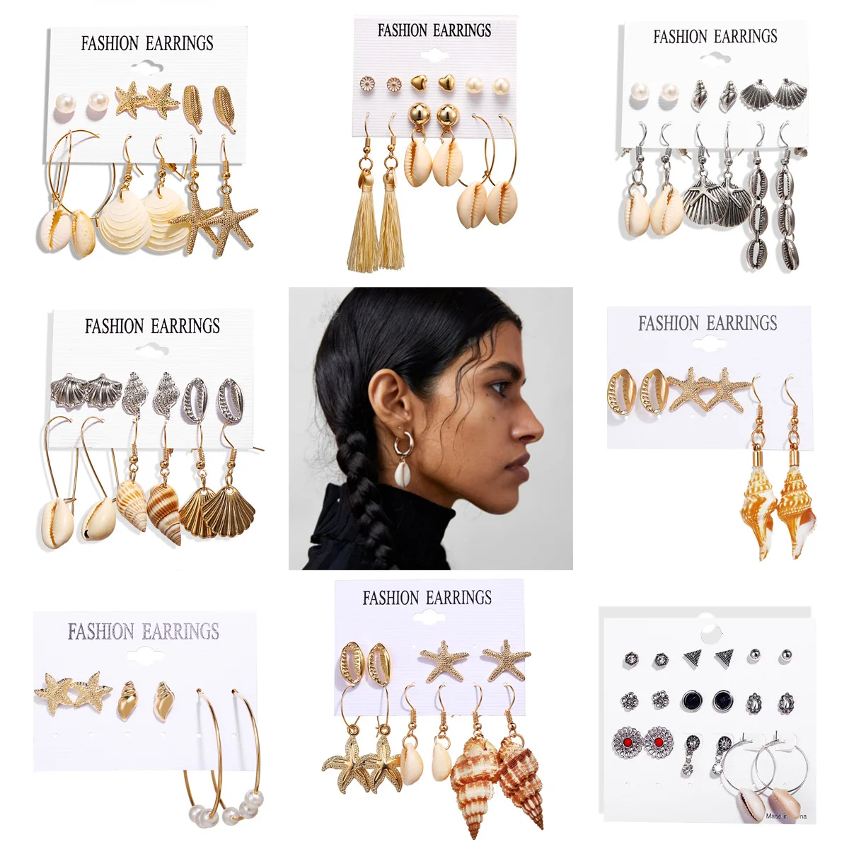 

Hot Vintage Shell Drop Earring Set Long Dangle Earings for Women Girls Cute Sea Beach Sandbeach Jewelry Bohemian Boho Love Gift