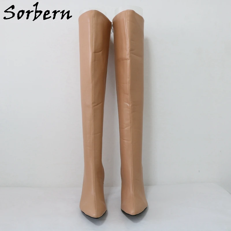 Sorbern Custom Wide Calf Boots Knee High Big Size 46 Pointy Toes Sexy Fetish