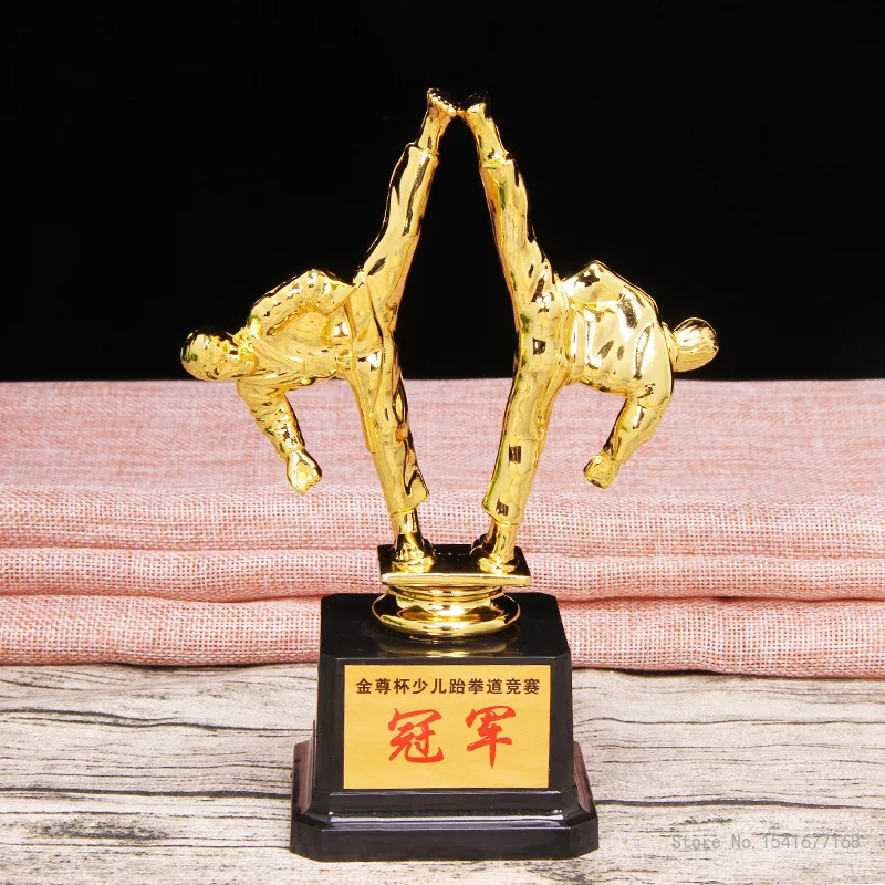 Free Custom Martial Arts Trophy, Golden Man, Plastic Trophy, Craft Supplies, Souvenirs, Home Decorations