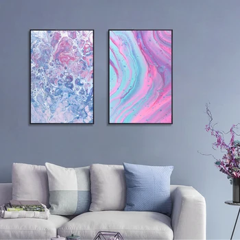 

Nordic Abstract Painting Colorful Flower Marble Geometric Canvas Painting Modern Wall Art Print Pictures Living Room Home Decor
