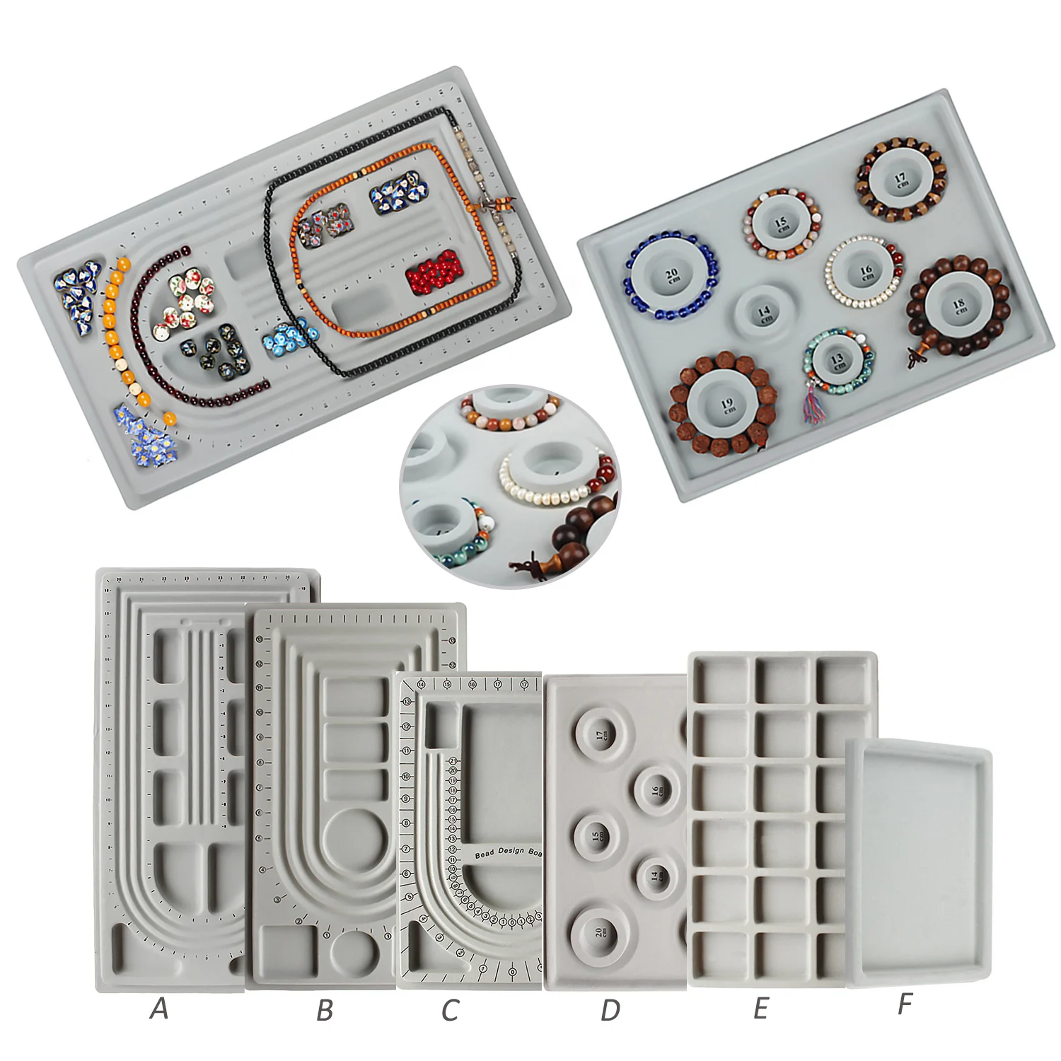 

Behogar Flocking Bead Board Necklaces Bracelets Beading Tray Organizer for DIY Jewelry Craft Making Stringing Tools 49x26.5x2cm