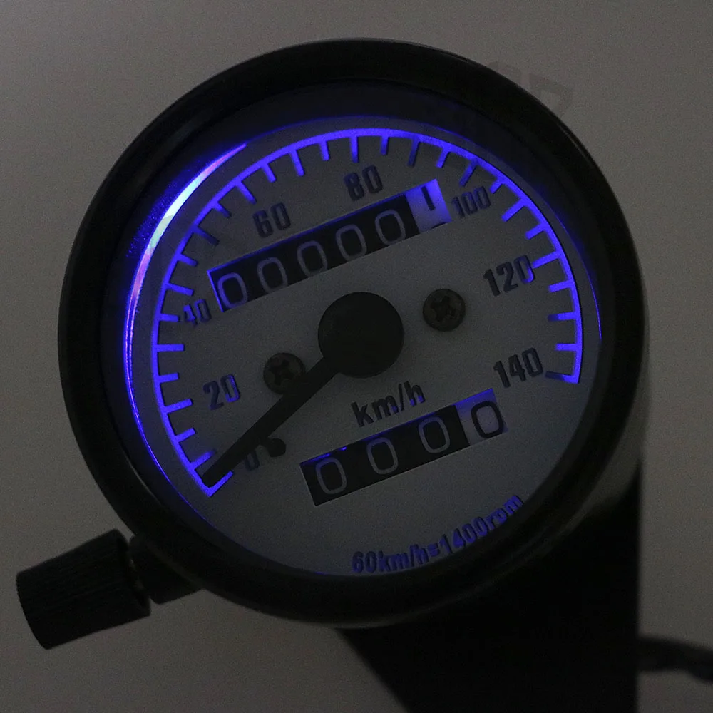 Мотоцикл Скорость ometer одометр 12 в кафе гонщик двойной измеритель скорости с Светодиодный индикатор света скорость метр Универсальный для Harley Yamaha