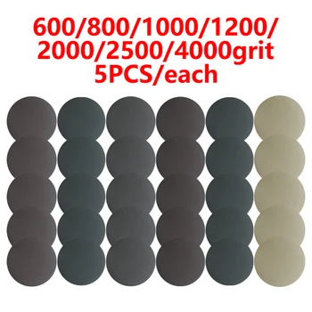 

35pcs 5inch 125mm 600-4000 Grit Water Sanding Discs Hook & Loop Round Sandpaper Flocked Sandpaper Pad Sanding Disc