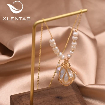 

Xlentag 925 Sterling Silver Natural Fresh Water Big Baroque Pearl Pendant Necklace For Women Wedding Luxury Fine Jewelry GN0170