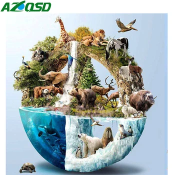

AZQSD Diamond Painting Elephant Cross Stitch Full Square Diamond Embroidery Animal Picture Of Rhinestones Home Decor Gift