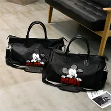 PUOU, мужские, женские модные сумки, Микки, нейлоновая, водонепроницаемая, дорожная сумка, черная, большая вместительность, пара, фитнес, Диагональная Сумка на плечо
