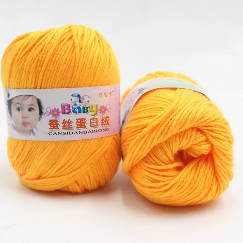 Orange Pure Worsted Warm Silk Wool Cashmere Fibe Baby Skein Knitting Woolen Yarn 50g - Цвет: Orange